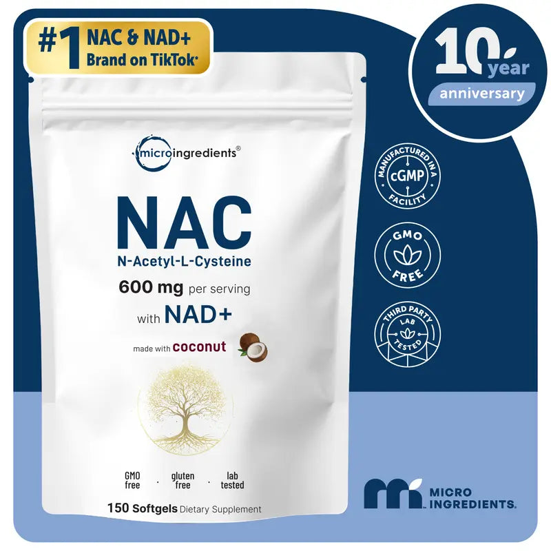 NAC with NAD+, Coconut, and MCT Oil - 600mg Softgels
