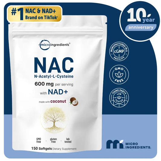 NAC with NAD+, Coconut, and MCT Oil - 600mg Softgels
