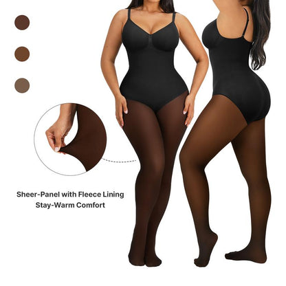 Fleece Lined Shaping Tights Bodysuit