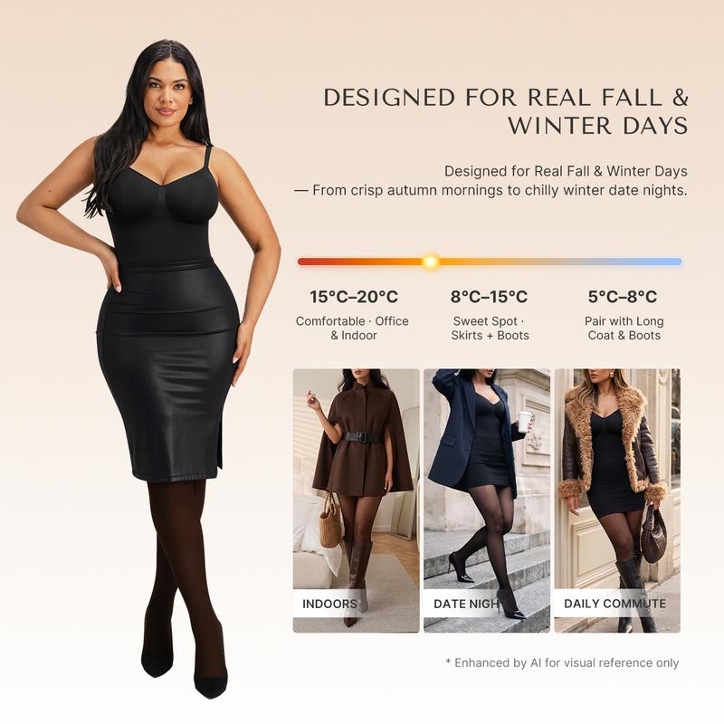 Fleece Lined Shaping Tights Bodysuit