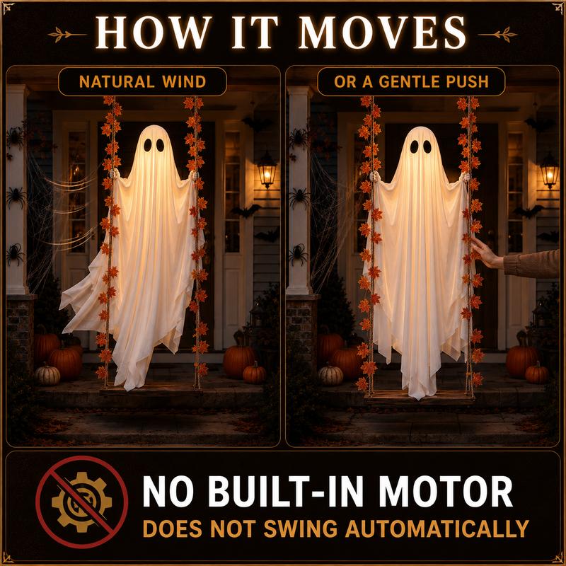 Light-Up Swinging Ghost Decoration