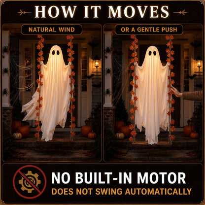 Light-Up Swinging Ghost Decoration