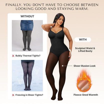 Fleece Lined Shaping Tights Bodysuit