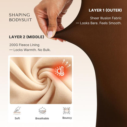 Fleece Lined Shaping Tights Bodysuit