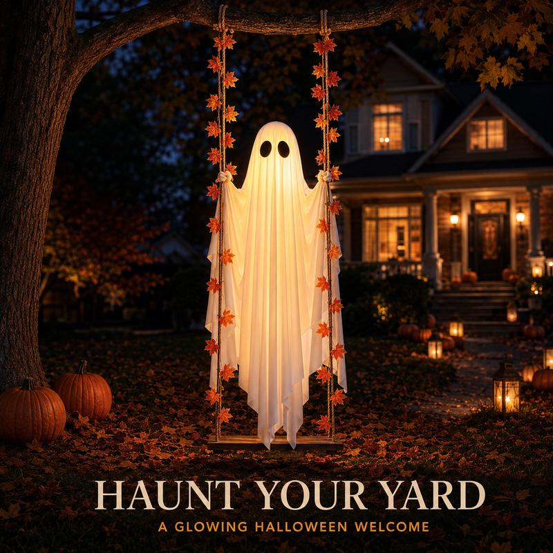 Light-Up Swinging Ghost Decoration