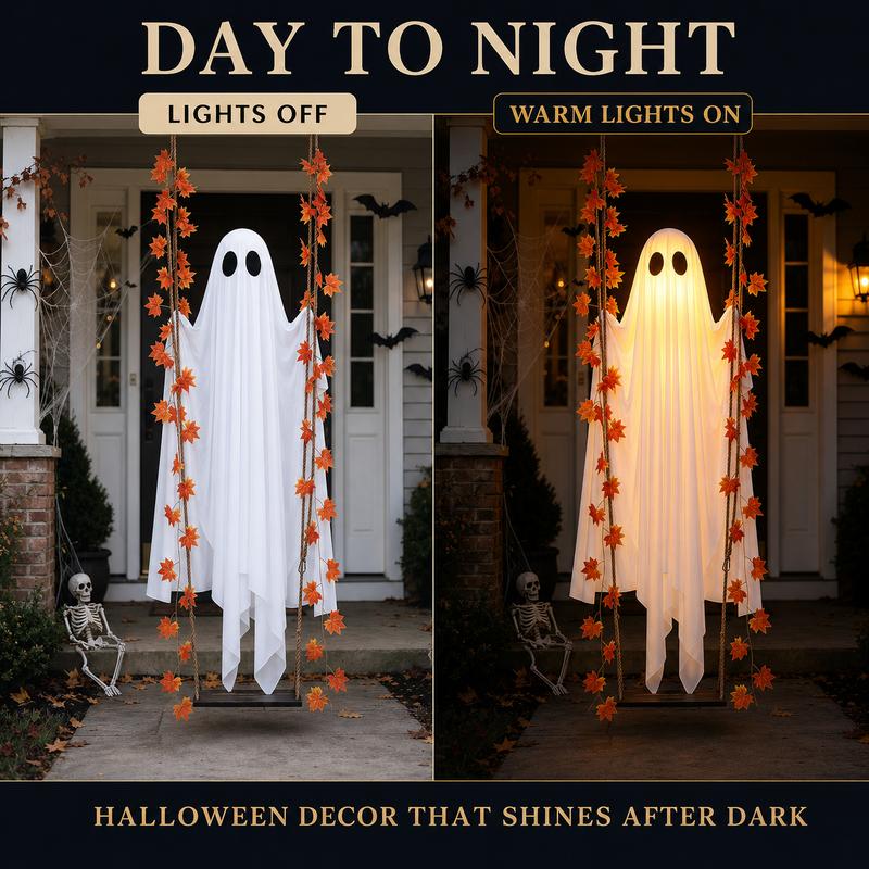Light-Up Swinging Ghost Decoration