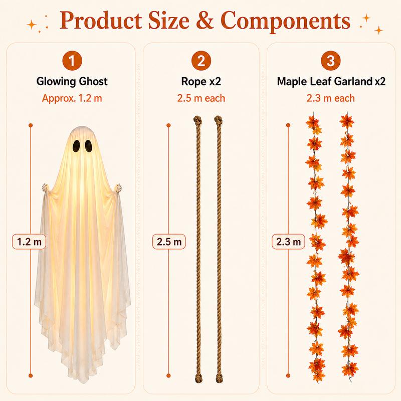 Light-Up Swinging Ghost Decoration